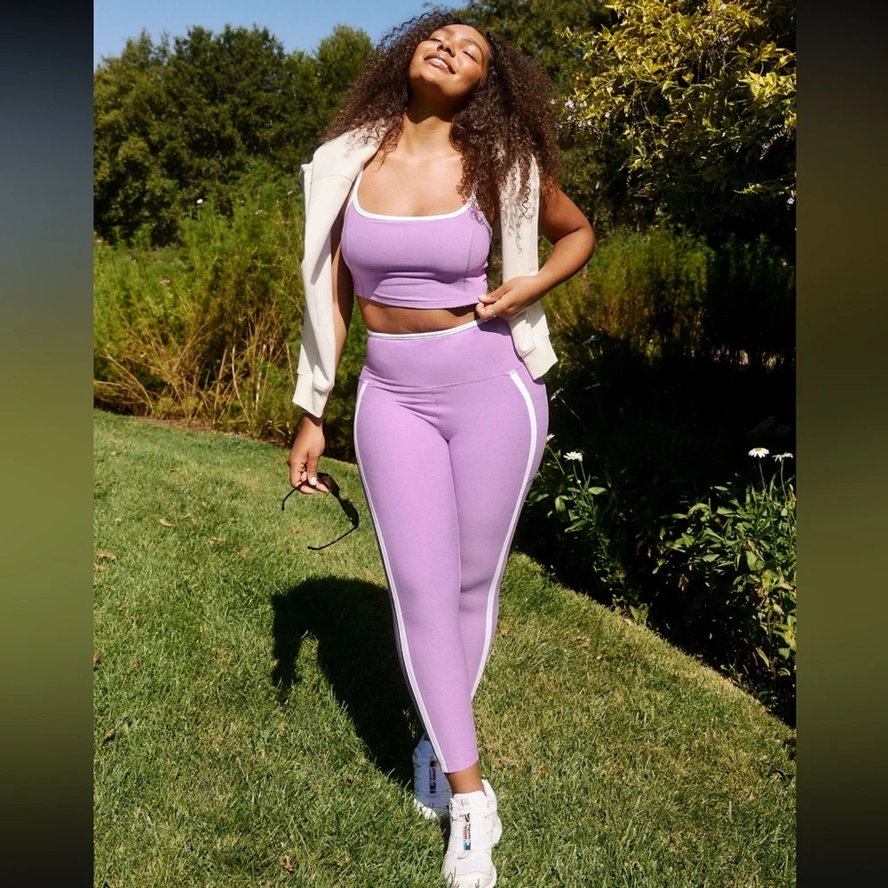 Beyond Yoga Spacedye Slim Racerback Crop & Spacedye New Moves Midi Leggings Set - Picture 6 of 12